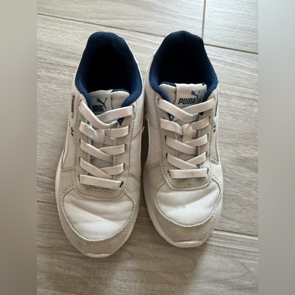 Puma R78 Toddler Kids Shoes Sneakers Light Gray Yellow Navy Blue Size 1C - Picture 3 of 8